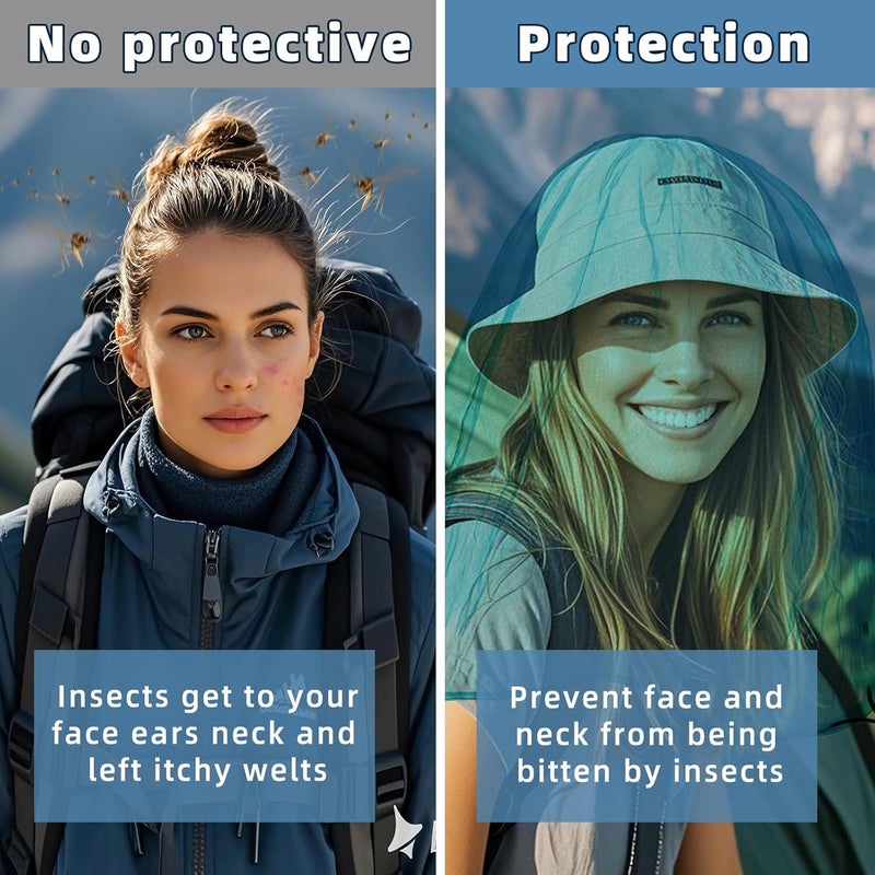 JayruiMice 2 Pack Ultra Large Mosquito Net 42x25 Inches Mosquito Head Net Oversized Insect Netting Bug Fits Most Hats for Gardening Hiking Fishing Traveling(Blue) - Image 5